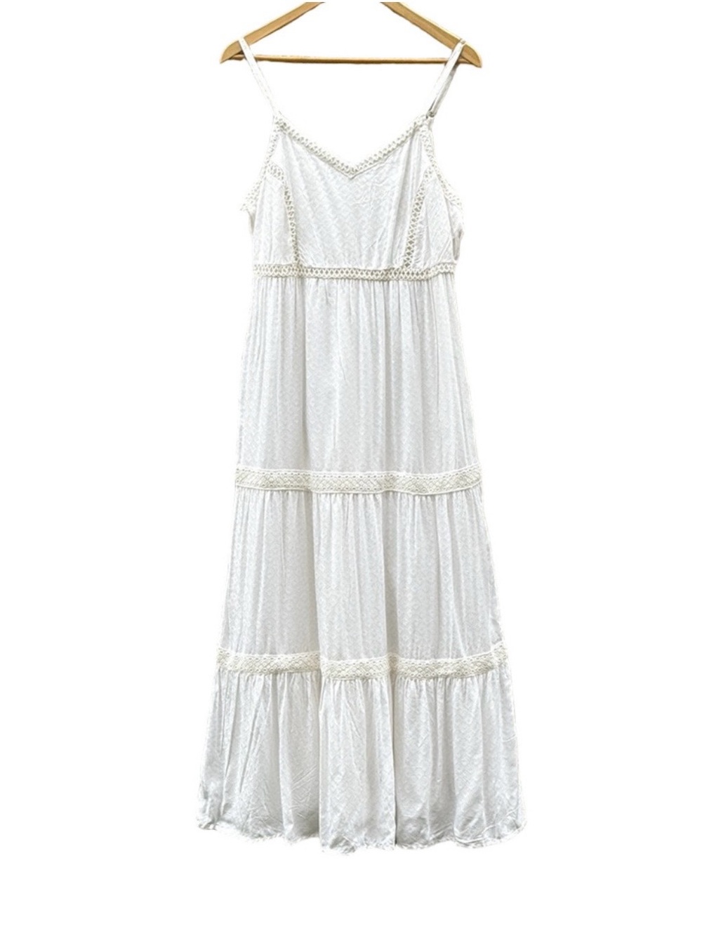 NWT! - Joie Ivory Tiered Textured Maxi Dress with Diamond Crochet Lace Trim